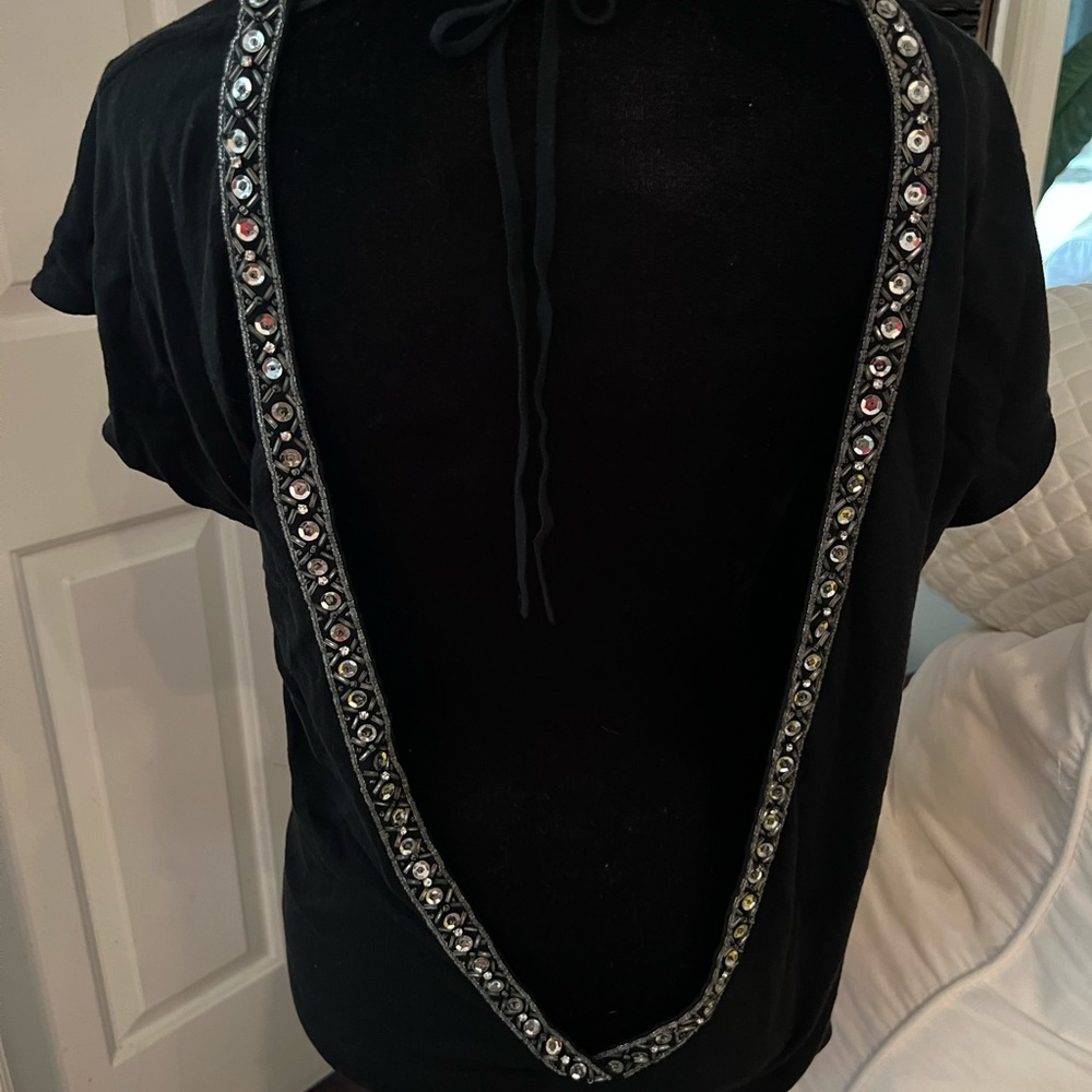 Backless sequin sweater